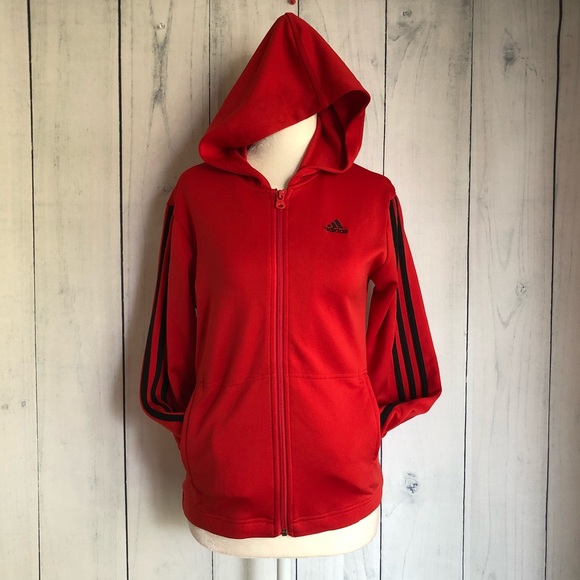 red adidas jacket outfit